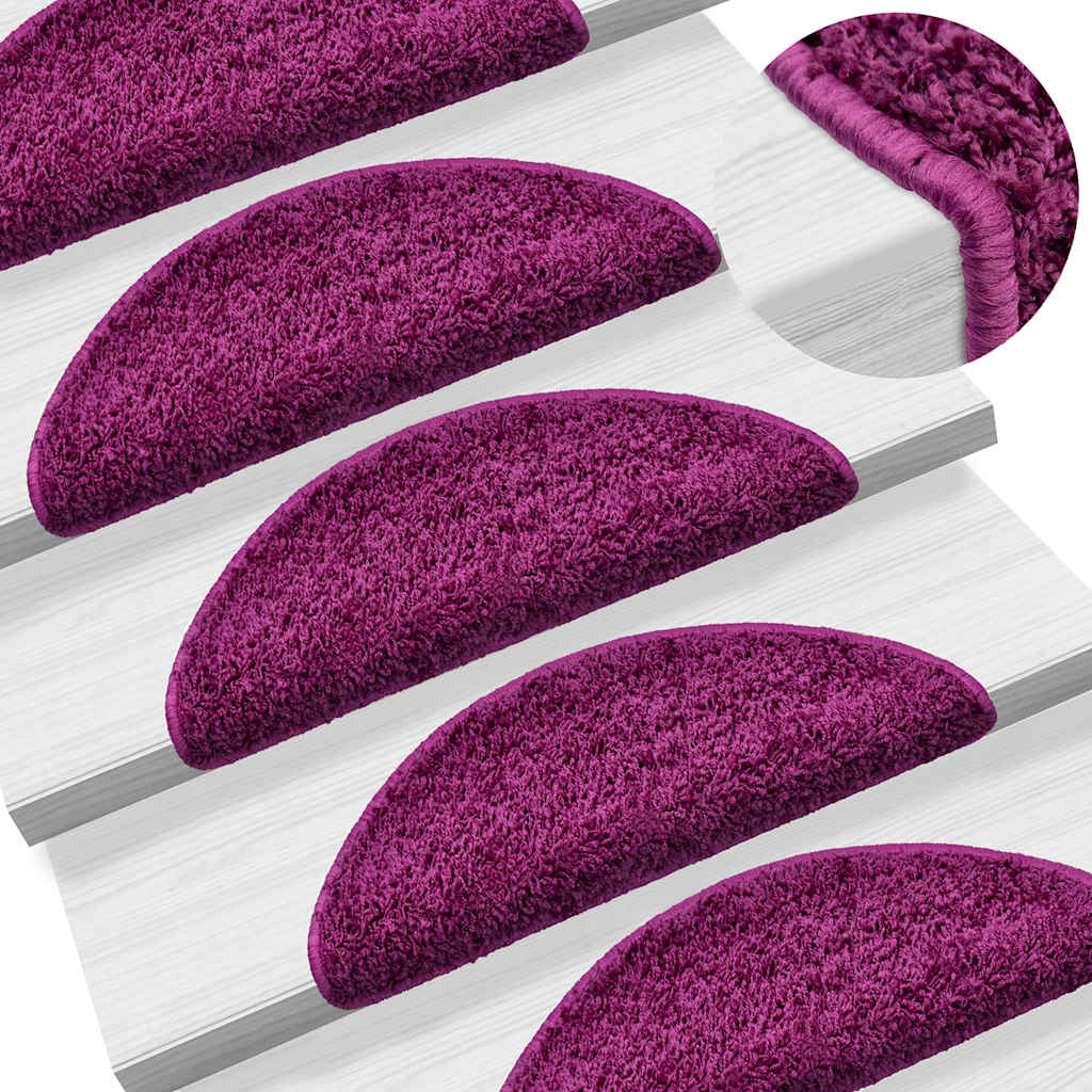 Tapis de marchettes 15 pces 56x17x3 cm Violet Demi-rond