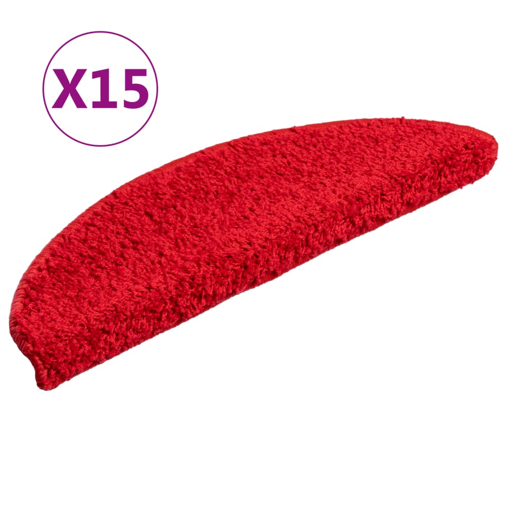 Stair mats 15 pcs. 56x17x3 cm Red Semi-circular