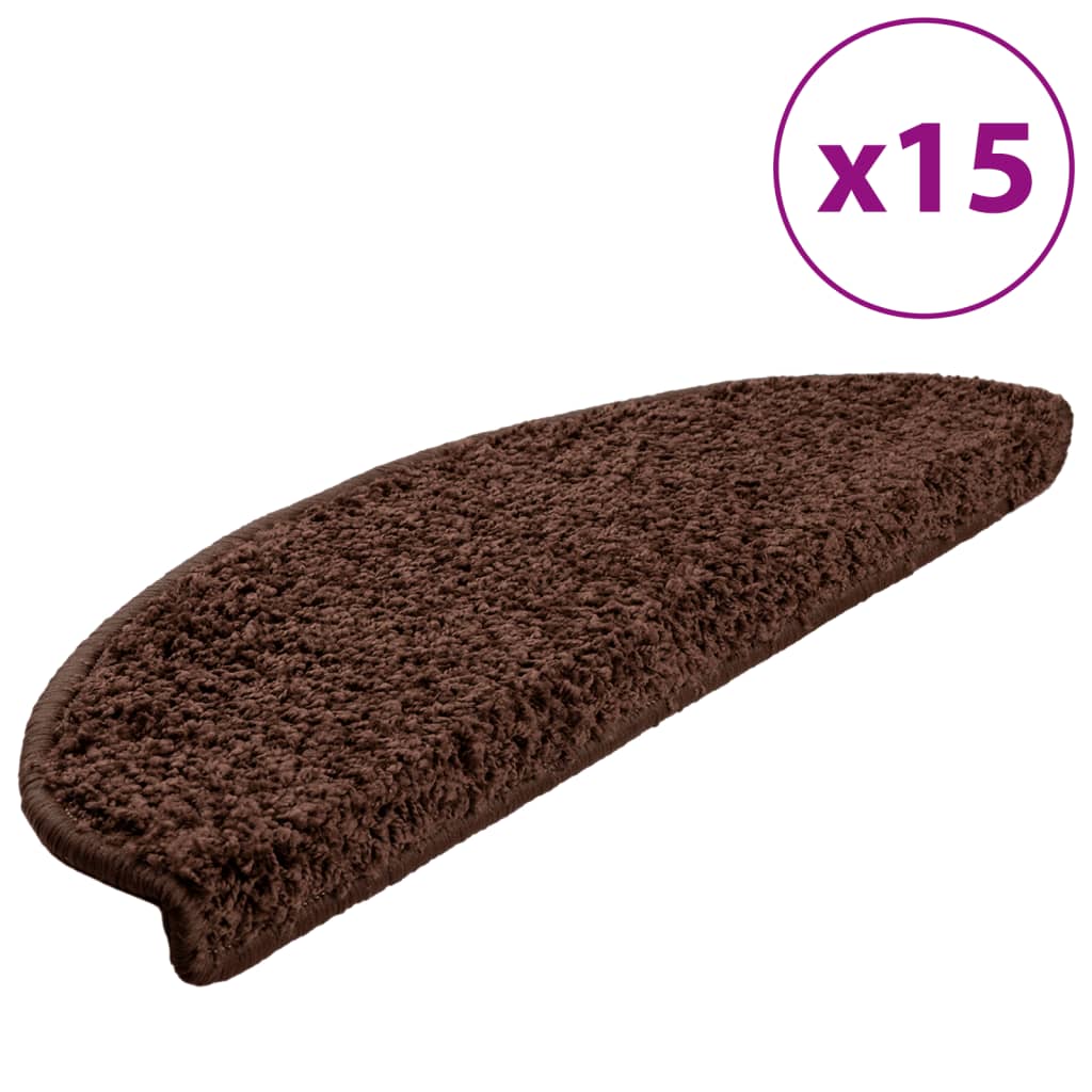 Marches d'escalier 15 pièces 65x21x4 cm Marron Semi-rond Grand