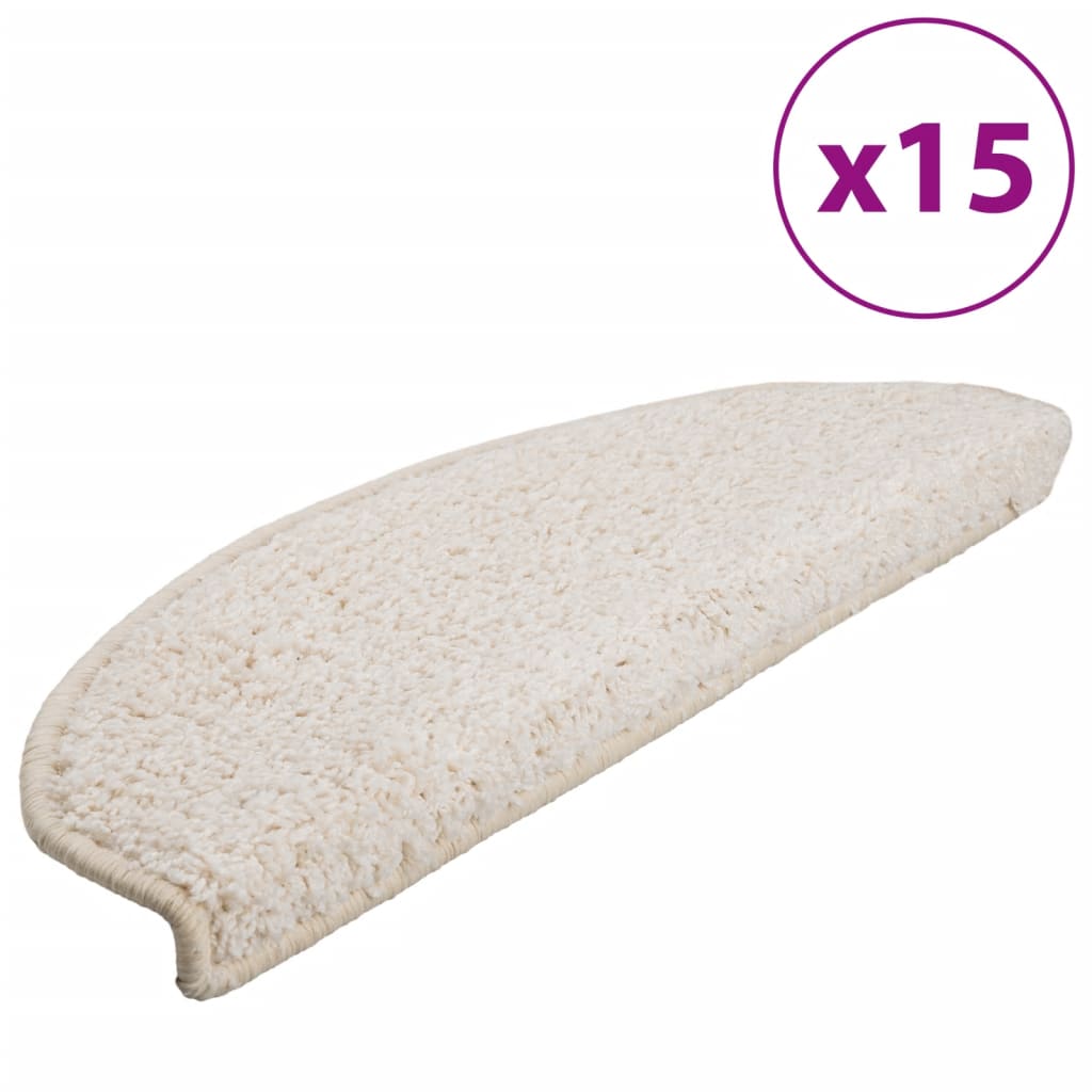 Marches de protection d'escalier 15 pièces 65x21x4 cm Blanc Semi-rond Grand