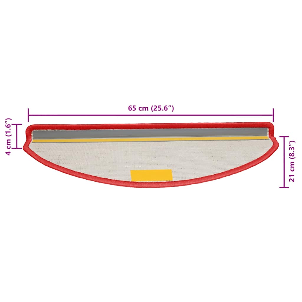 Marches d'escalier 15 pcs. 65x21x4 cm Rouge Demi-Rond Grand