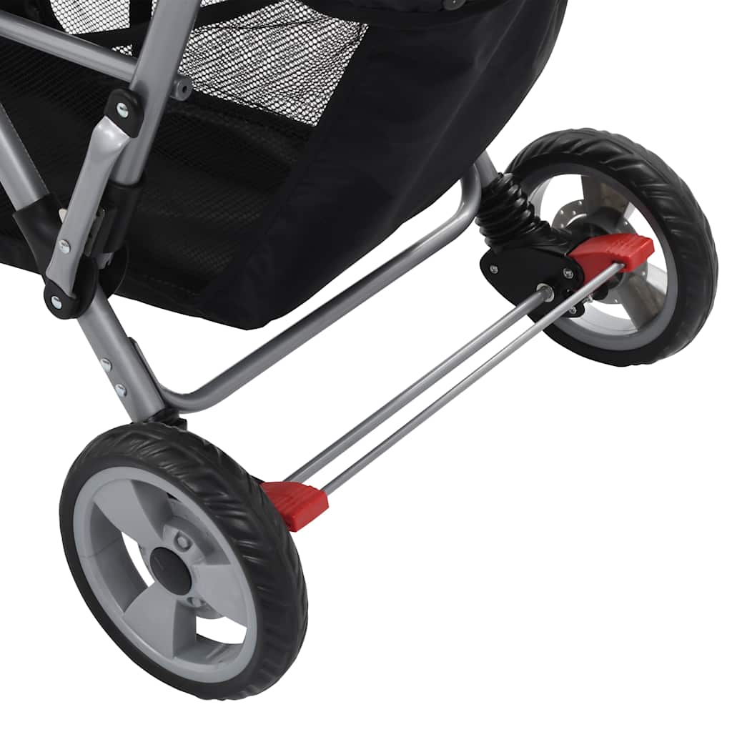 Poussette double en acier rose et noir