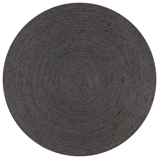 Teppich Handgefertigt Jute Rund 90 cm Dunkelgrau