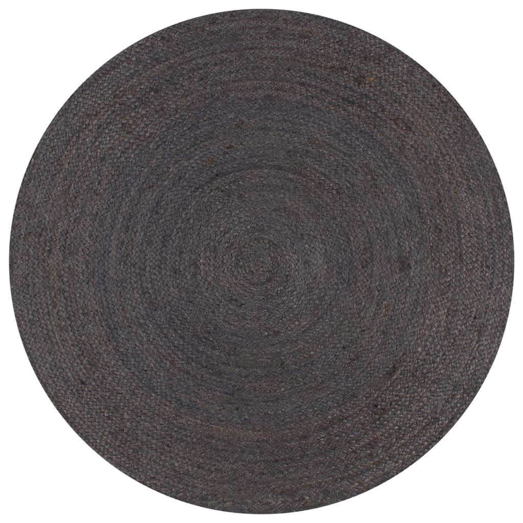 Teppich Handgefertigt Jute Rund 150 cm Dunkelgrau