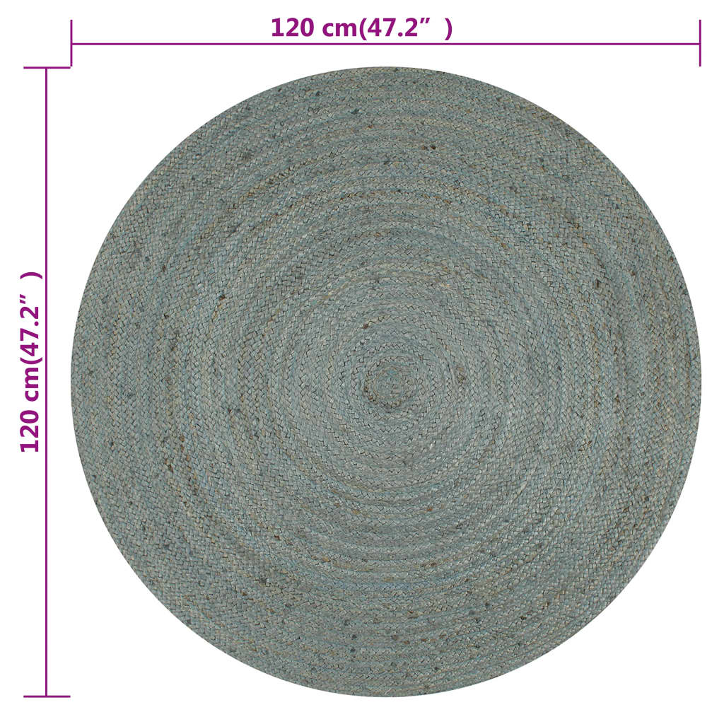 Handmade Jute Rug Round 120 cm Olive Green