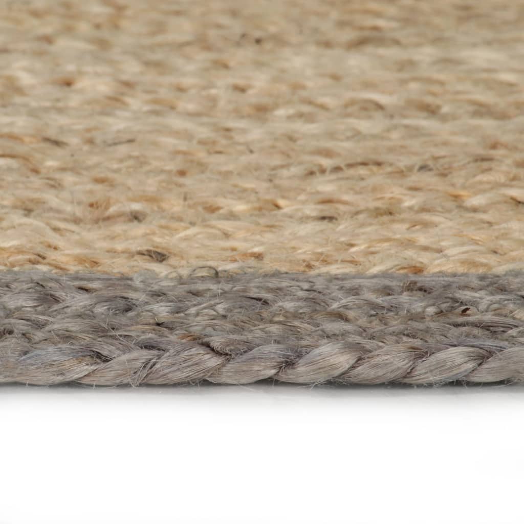 Teppich Handgefertigt Jute mit Grauem Rand 90 cm