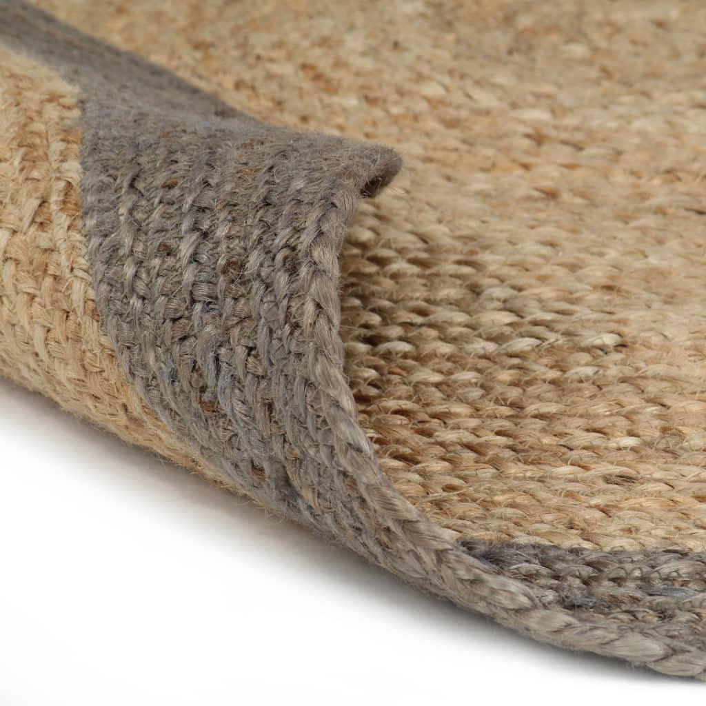 Teppich Handgefertigt Jute mit Grauem Rand 120 cm