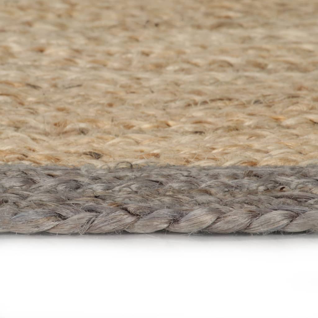 Teppich Handgefertigt Jute mit Grauem Rand 120 cm