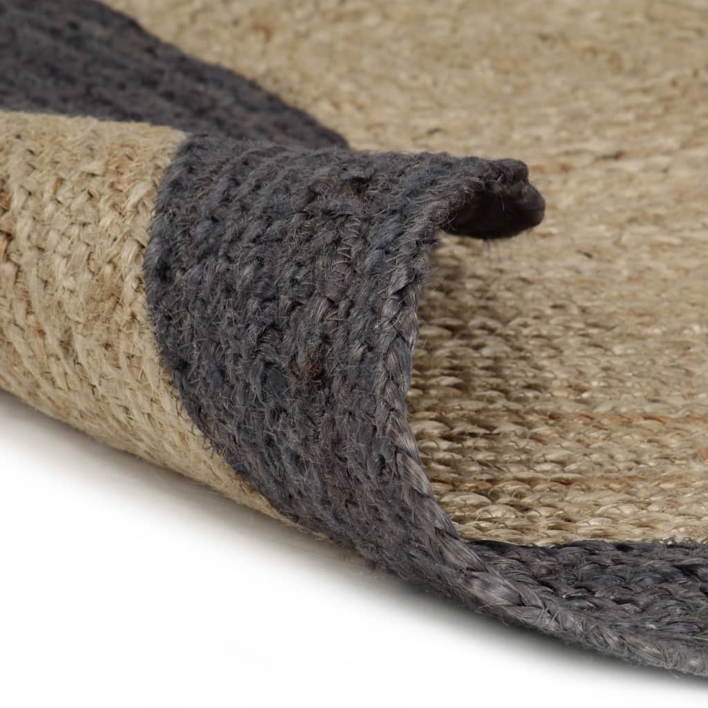 Handmade Jute Rug with Dark Grey Border 90 cm