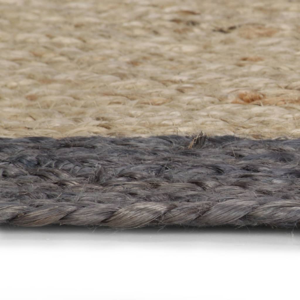 Handmade Jute Rug with Dark Grey Border 90 cm