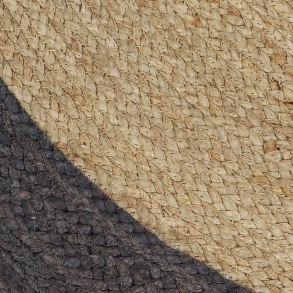 Handmade Jute Rug with Dark Grey Border 90 cm