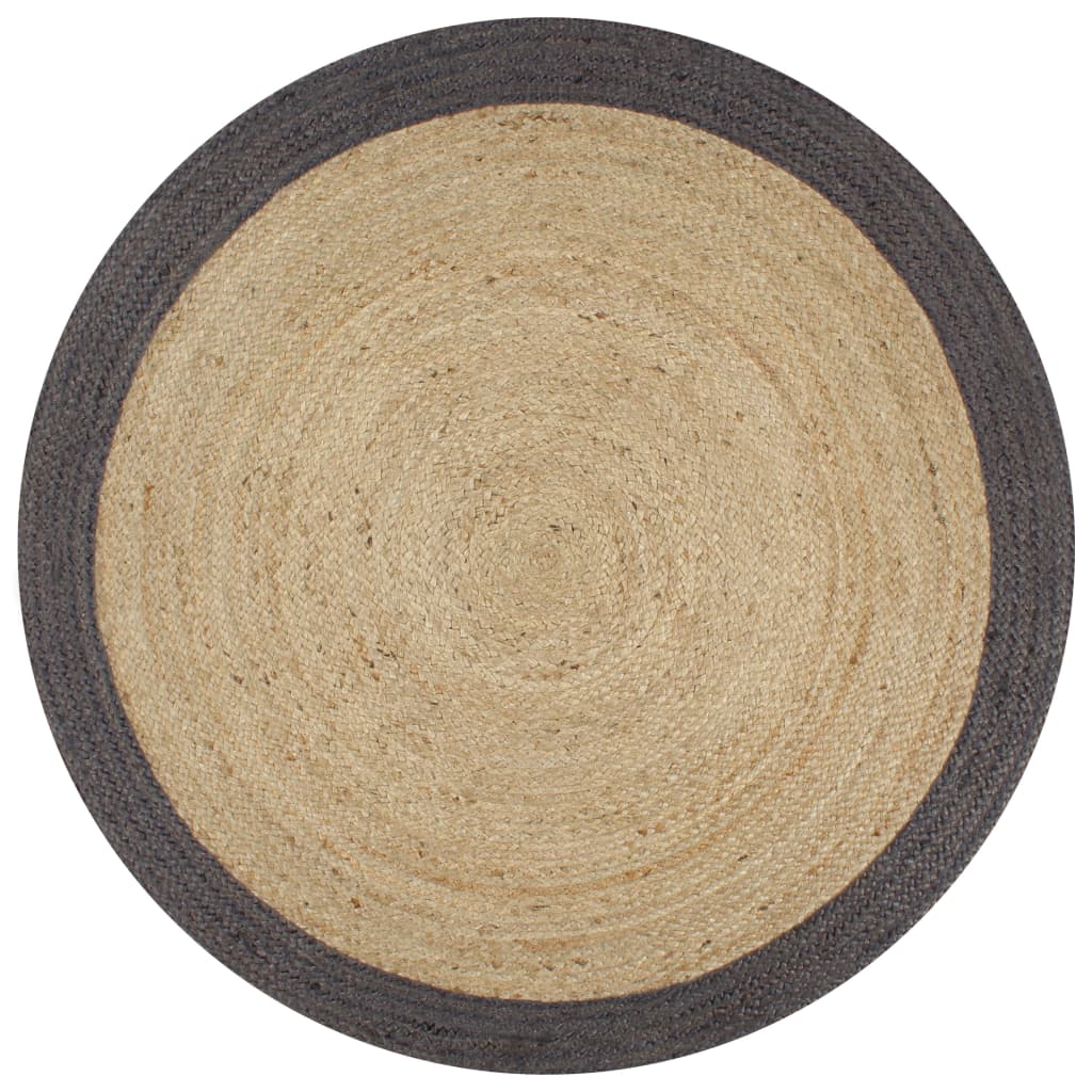 Handmade Jute Rug with Dark Grey Border 150 cm