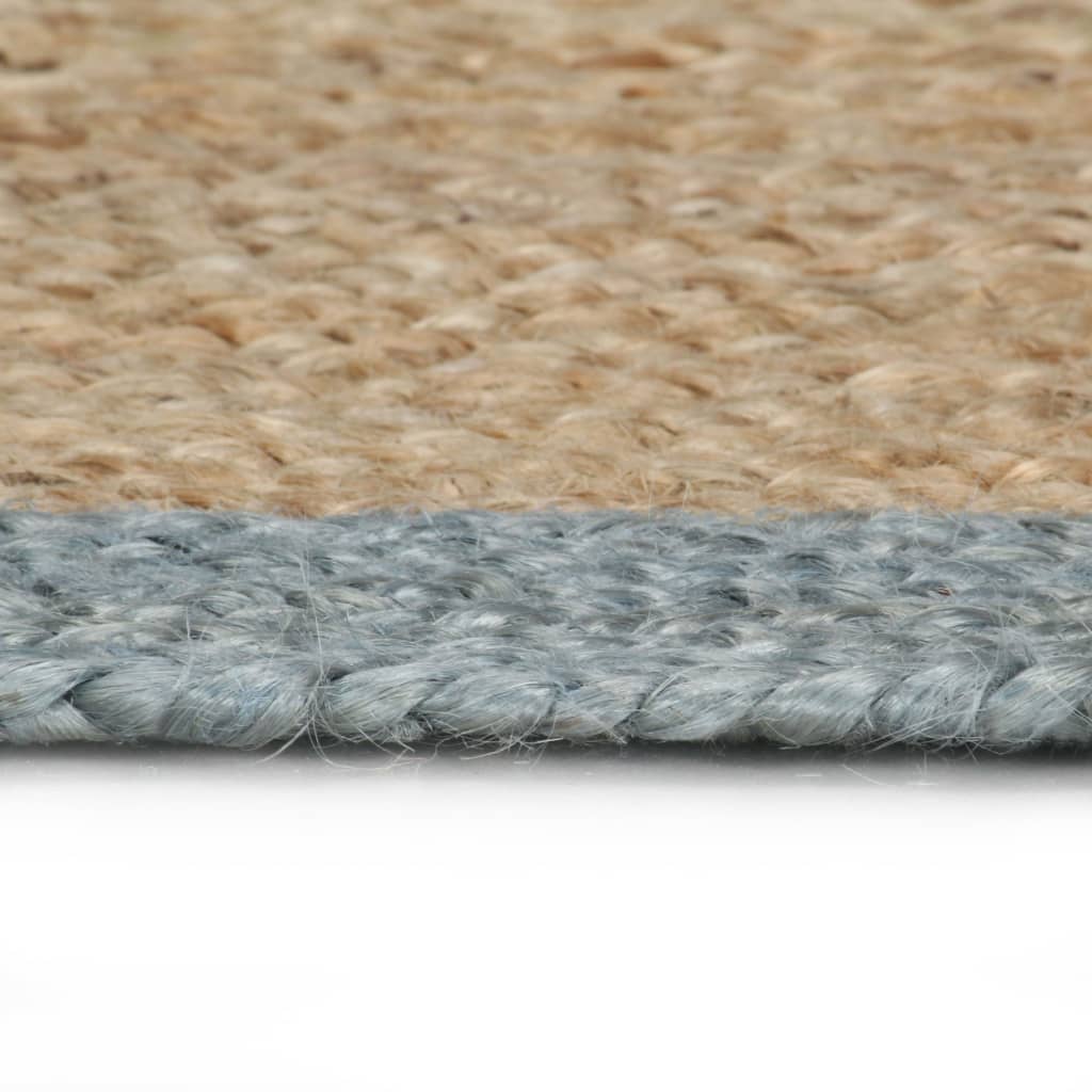 Tapis fait main Jute avec bord Vert Olive 90 cm