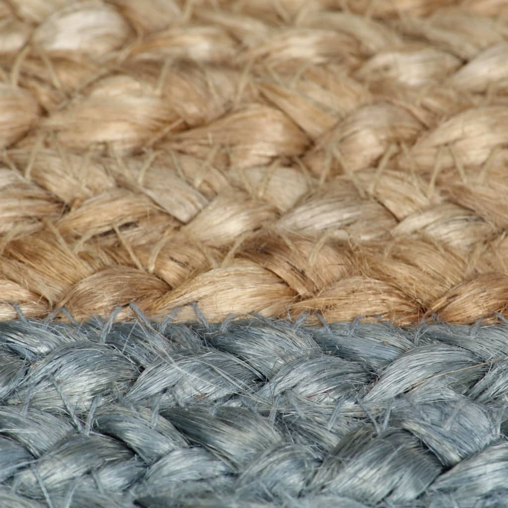 Tapis fait main Jute avec bord Vert Olive 90 cm