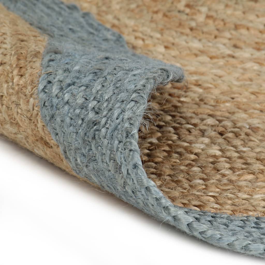 Handmade Jute Rug with Olive Green Border 120 cm