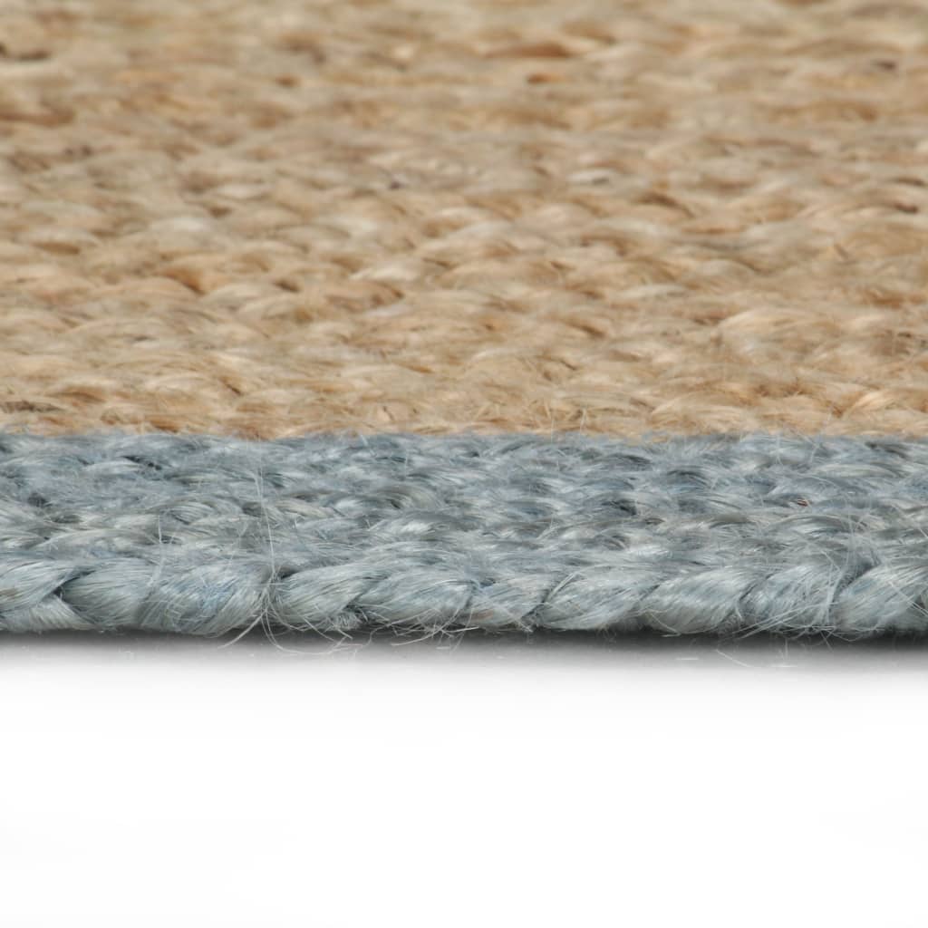 Handmade Jute Rug with Olive Green Border 120 cm