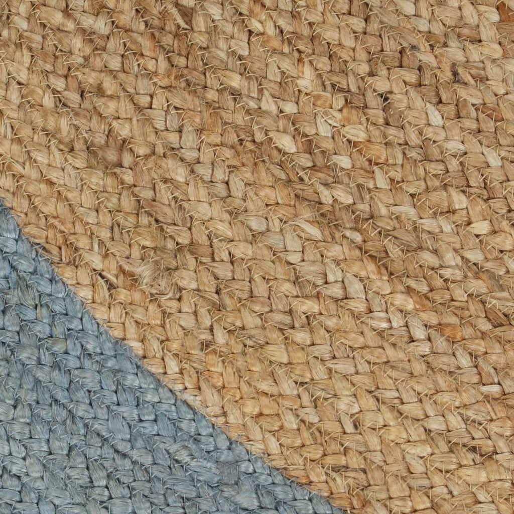 Handmade Jute Rug with Olive Green Border 120 cm