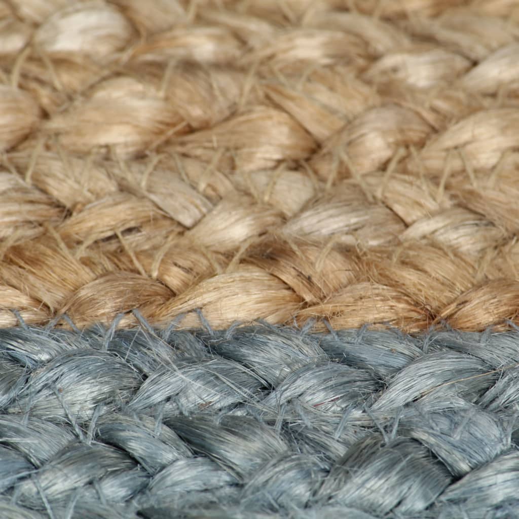 Handmade Jute Rug with Olive Green Border 120 cm