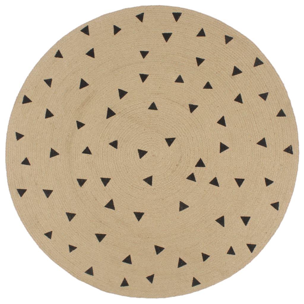 Tapis fait main en jute à motif triangulaire 90 cm