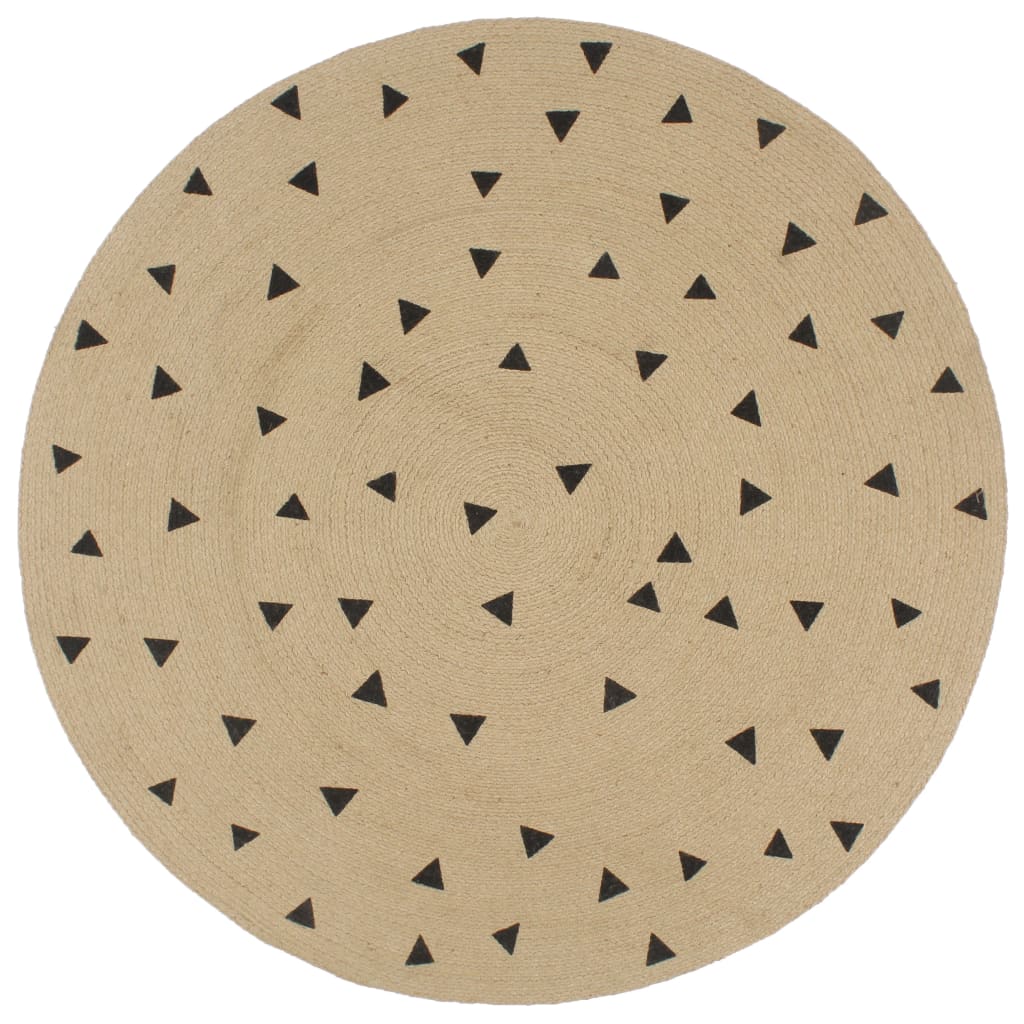 Tapis en jute fait main avec motif triangle 150 cm