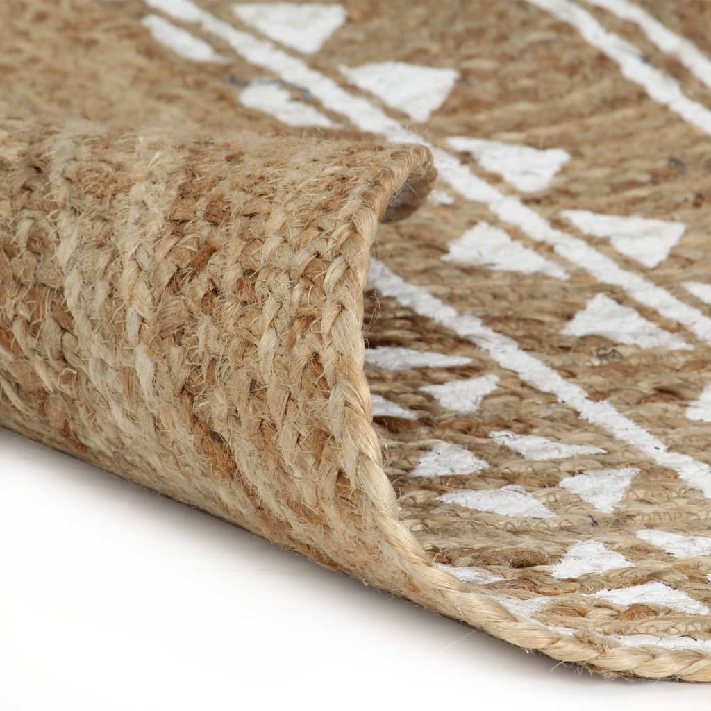Tapis fait main Jute Imprimé blanc 120 cm