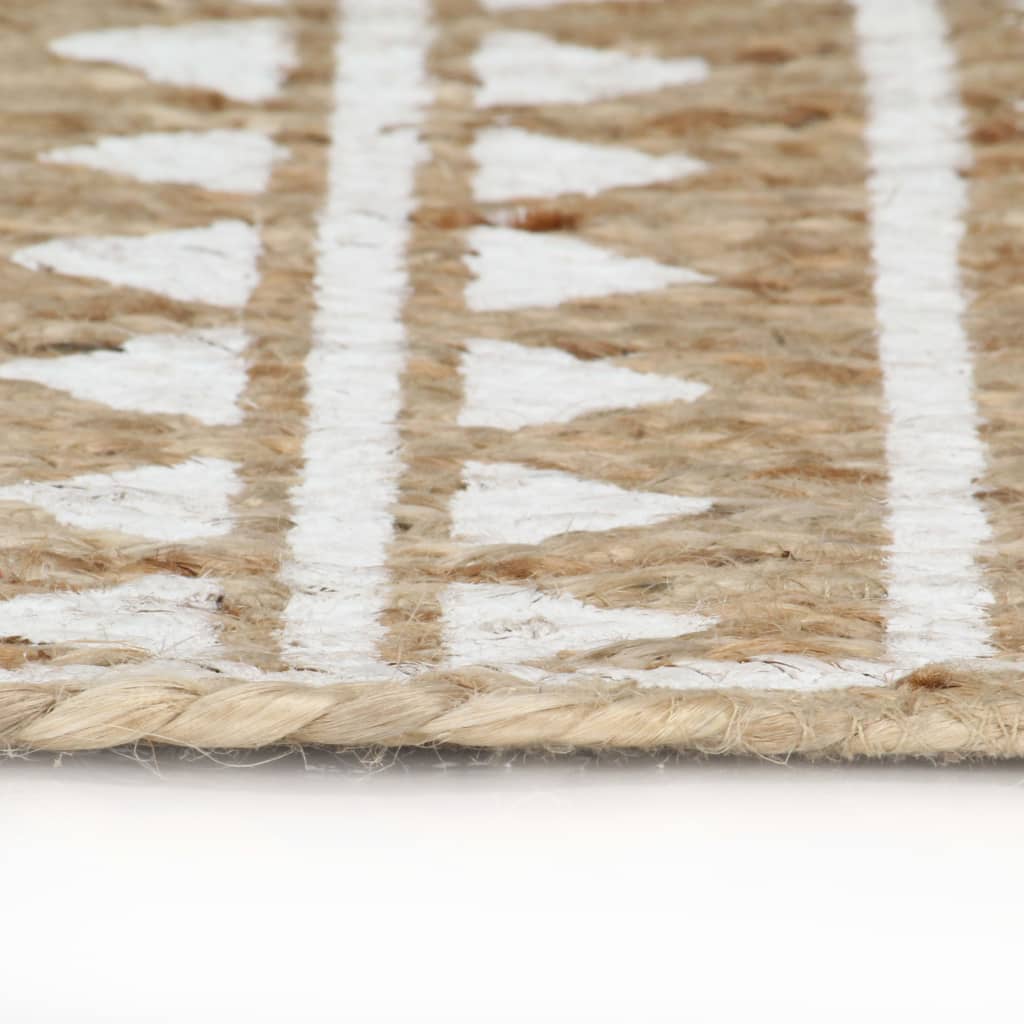 Tapis fait main Jute Imprimé blanc 120 cm