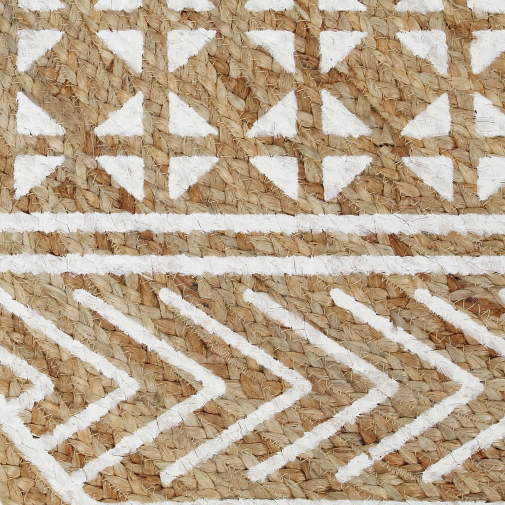 Tapis fait main Jute Imprimé blanc 120 cm