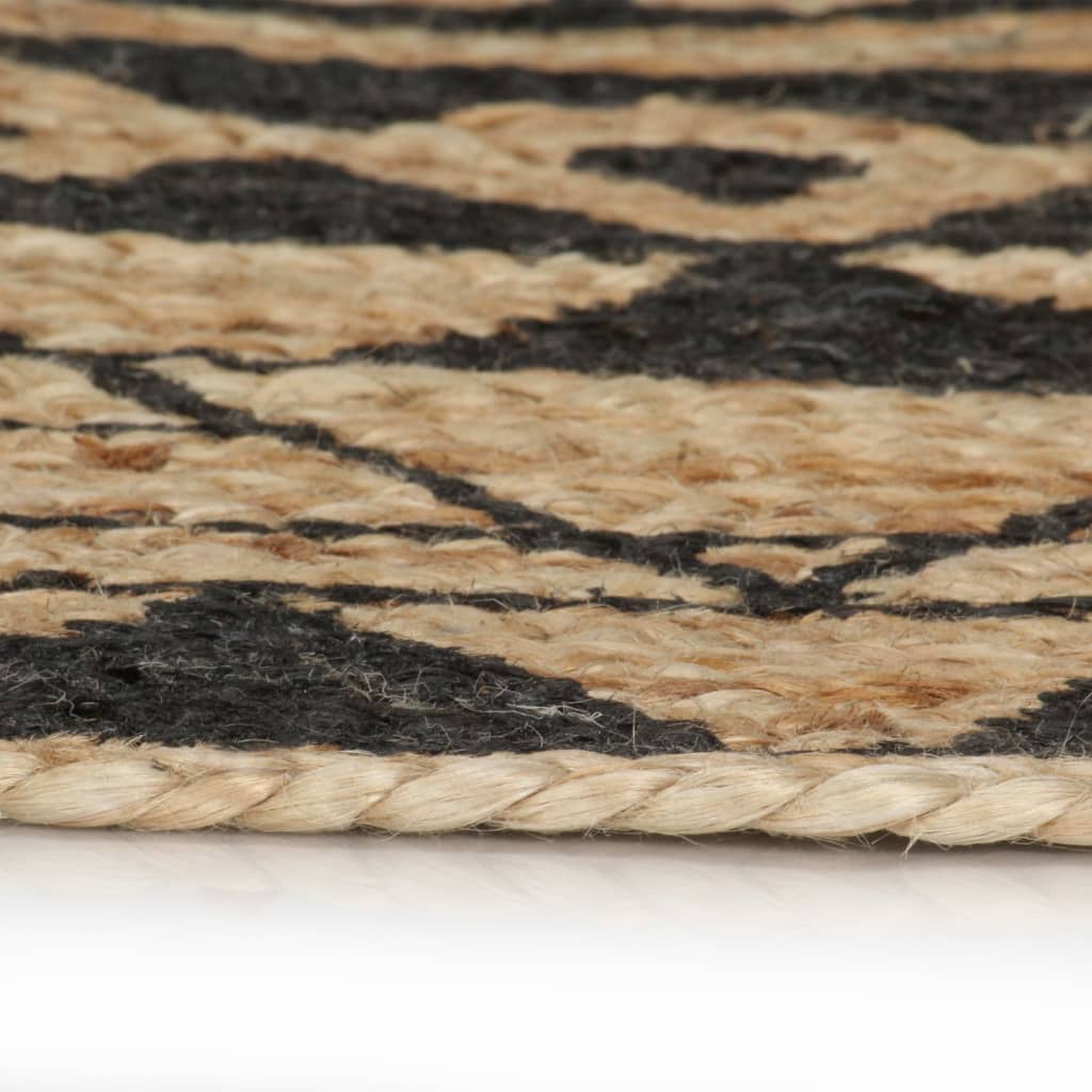 Handmade Jute Rug Black Print 120 cm