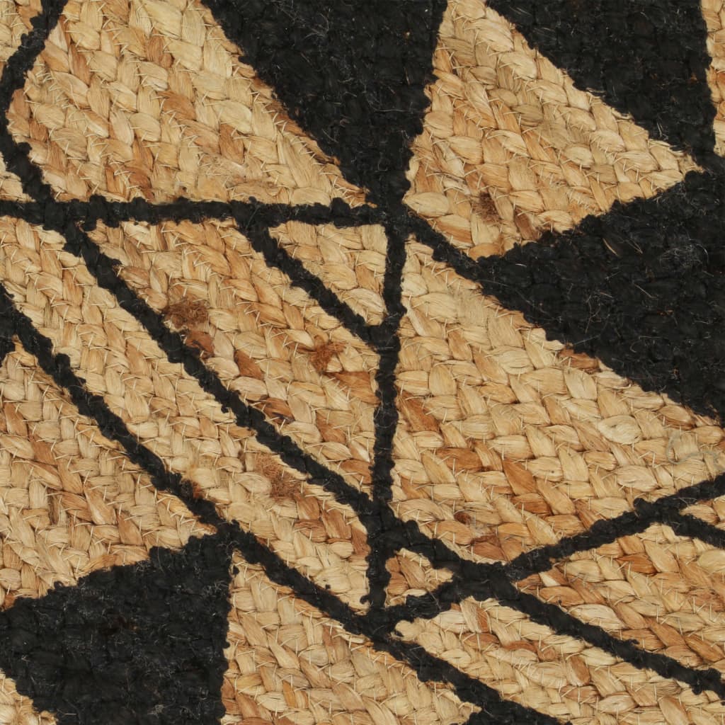 Handmade Jute Rug Black Print 120 cm