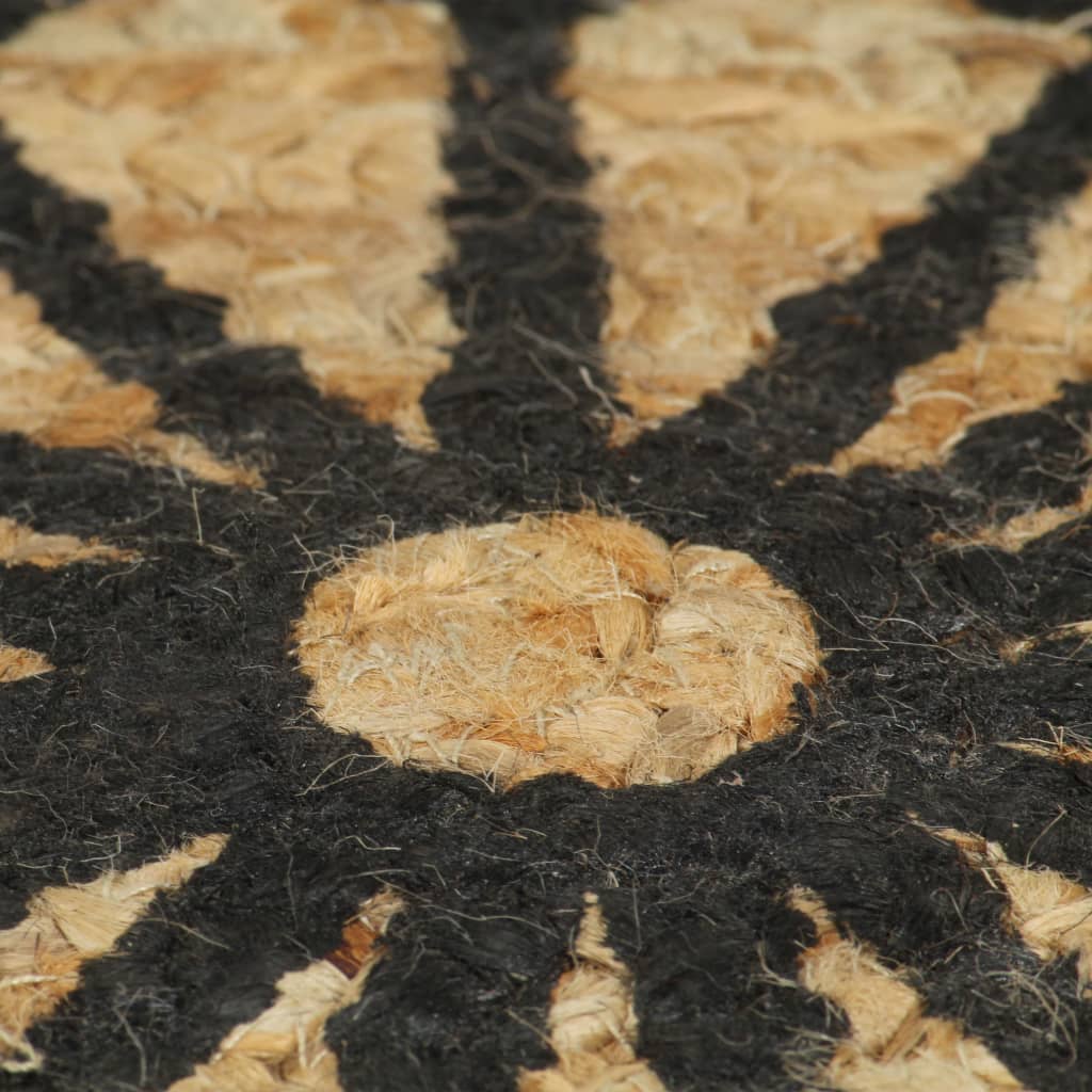 Handmade Jute Rug Black Print 120 cm