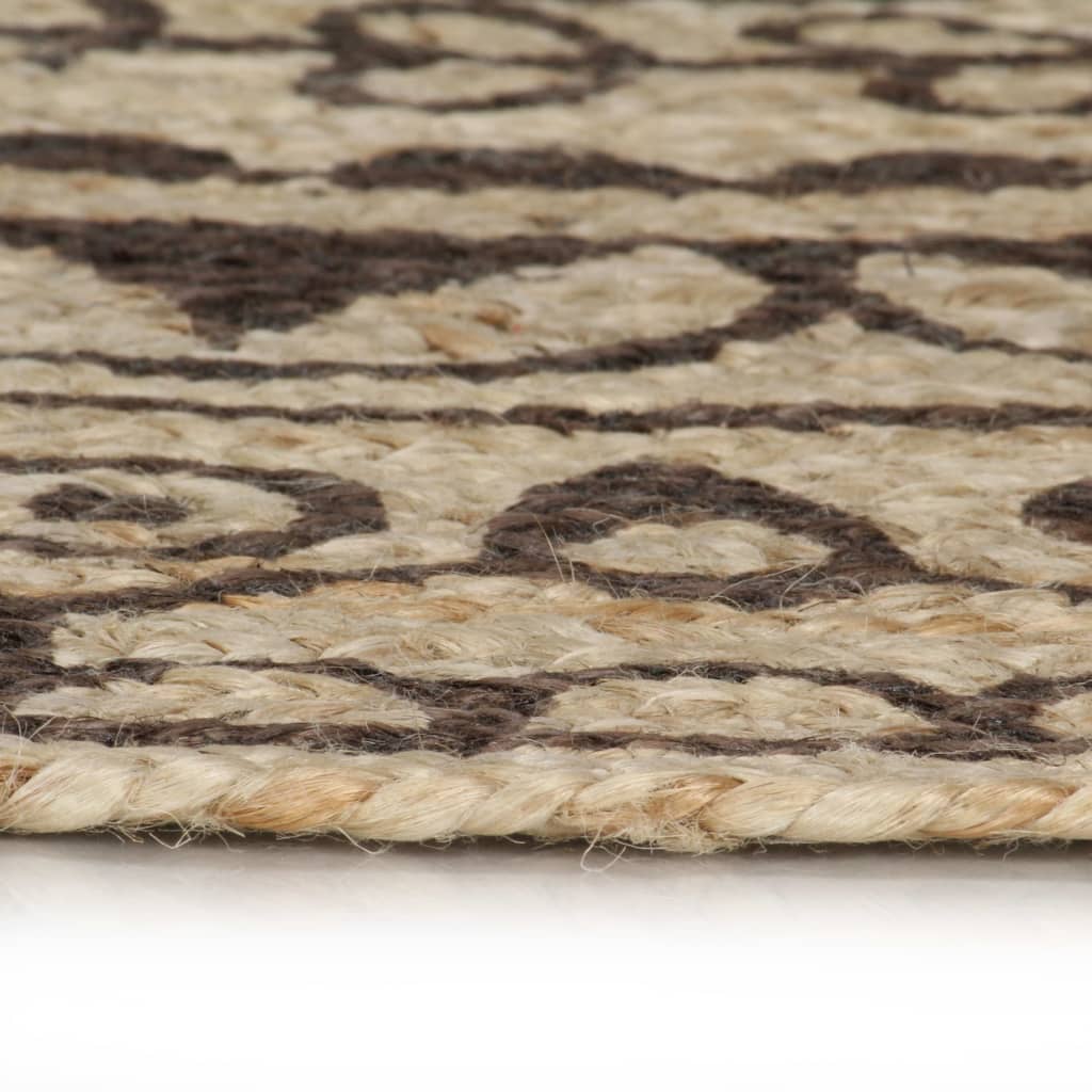 Handmade Jute Rug with Dark Brown Print 120 cm