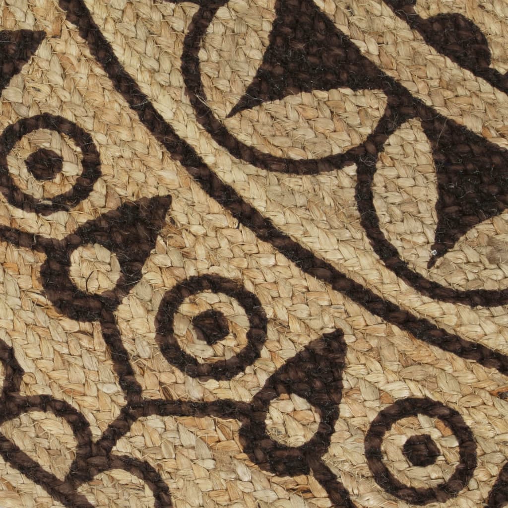 Handmade Jute Rug with Dark Brown Print 120 cm