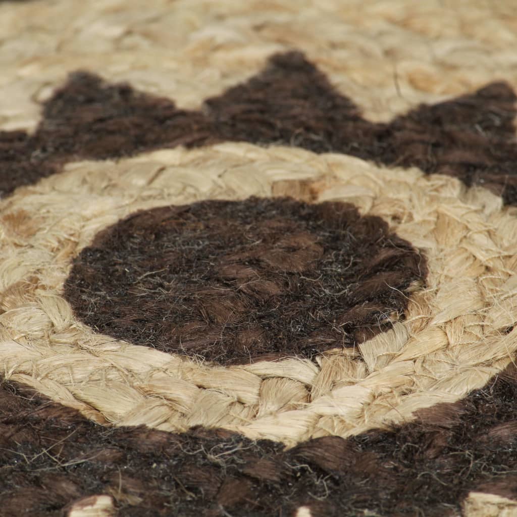 Handmade Jute Rug with Dark Brown Print 120 cm