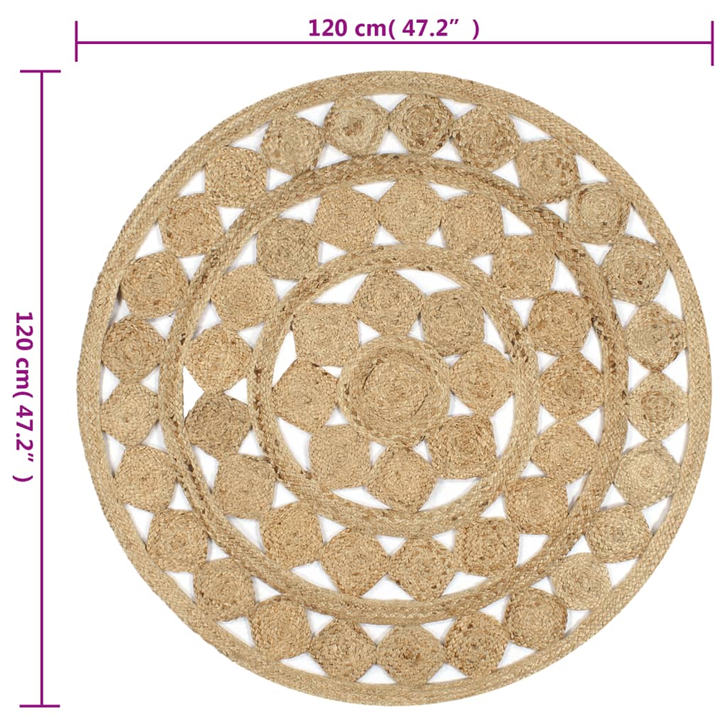 Rug Handwoven Jute Braided 120 cm