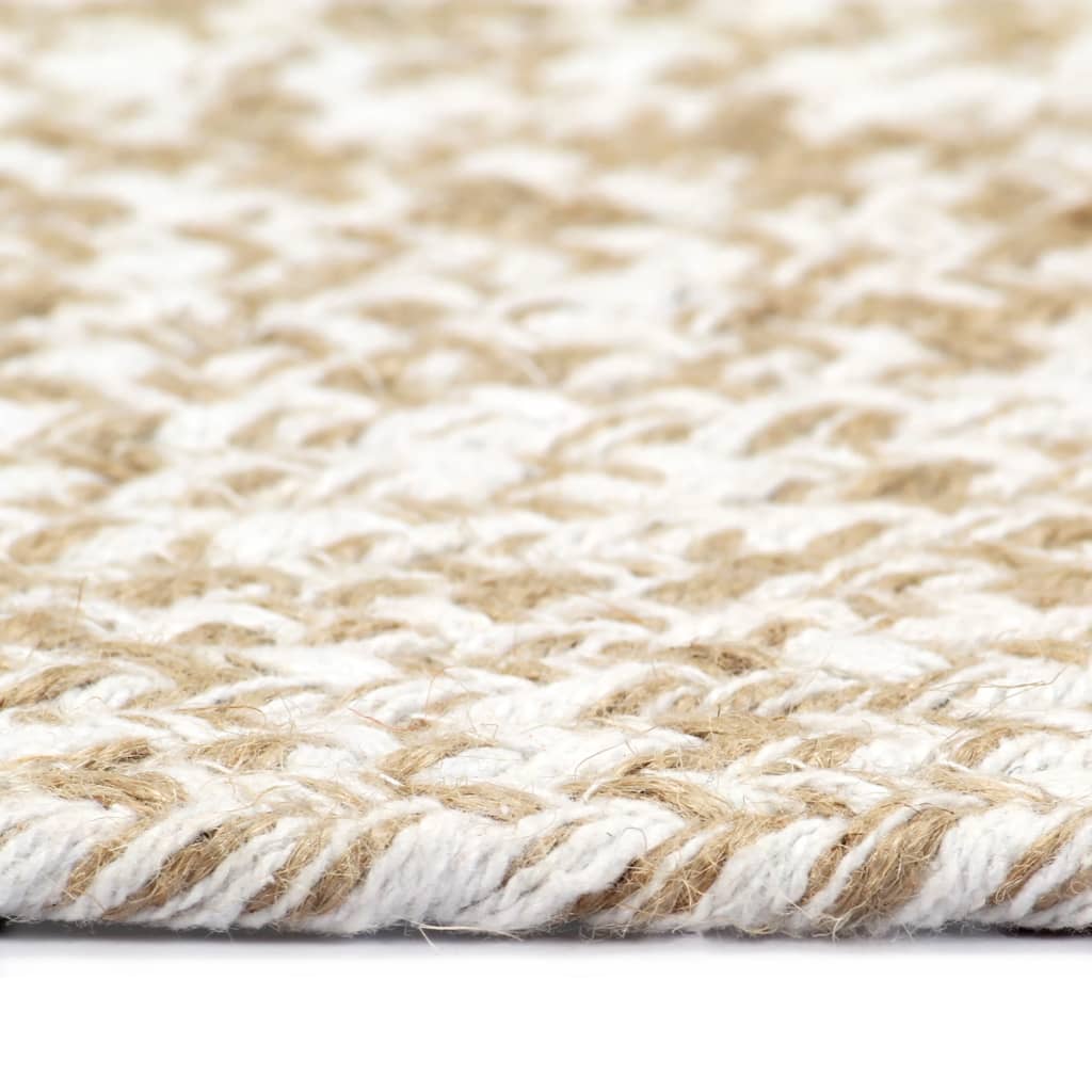 Handmade Jute Rug White and Natural 90 cm