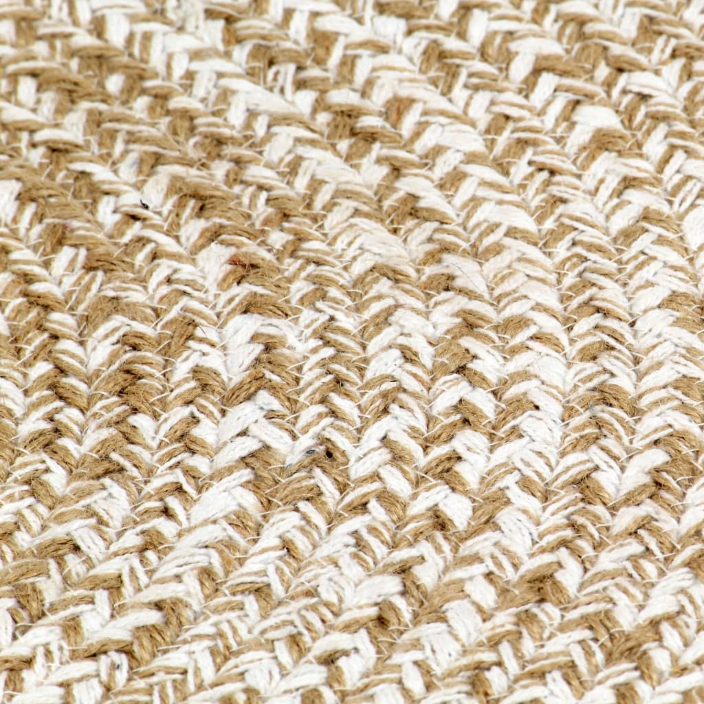 Handmade Jute Rug White and Natural 90 cm
