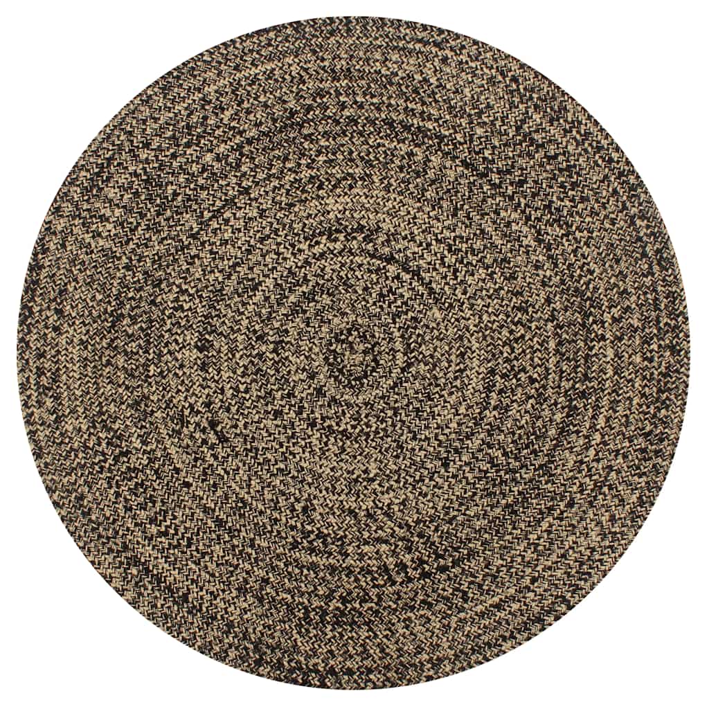 Teppich Handgefertigt Jute Schwarz und Natur 90 cm
