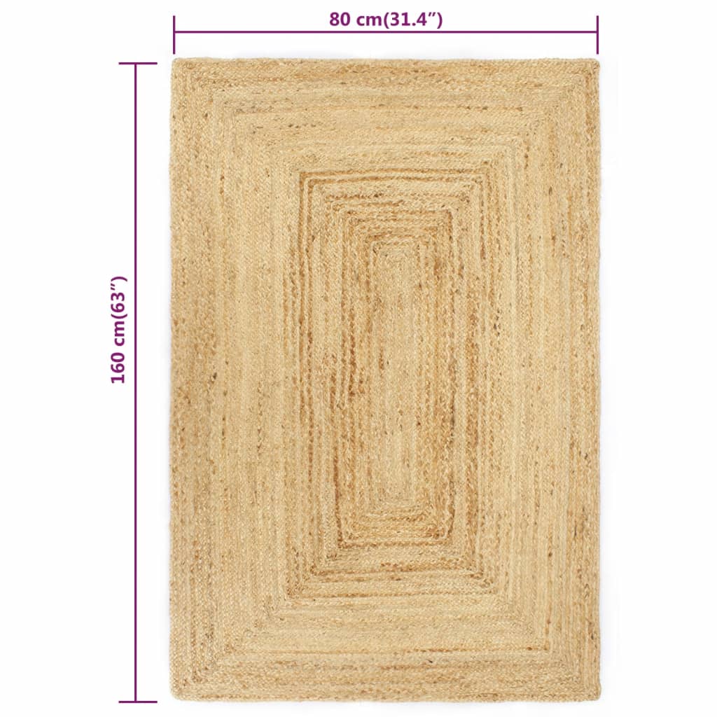 Tapis Fait main Jute Naturel 80x160 cm