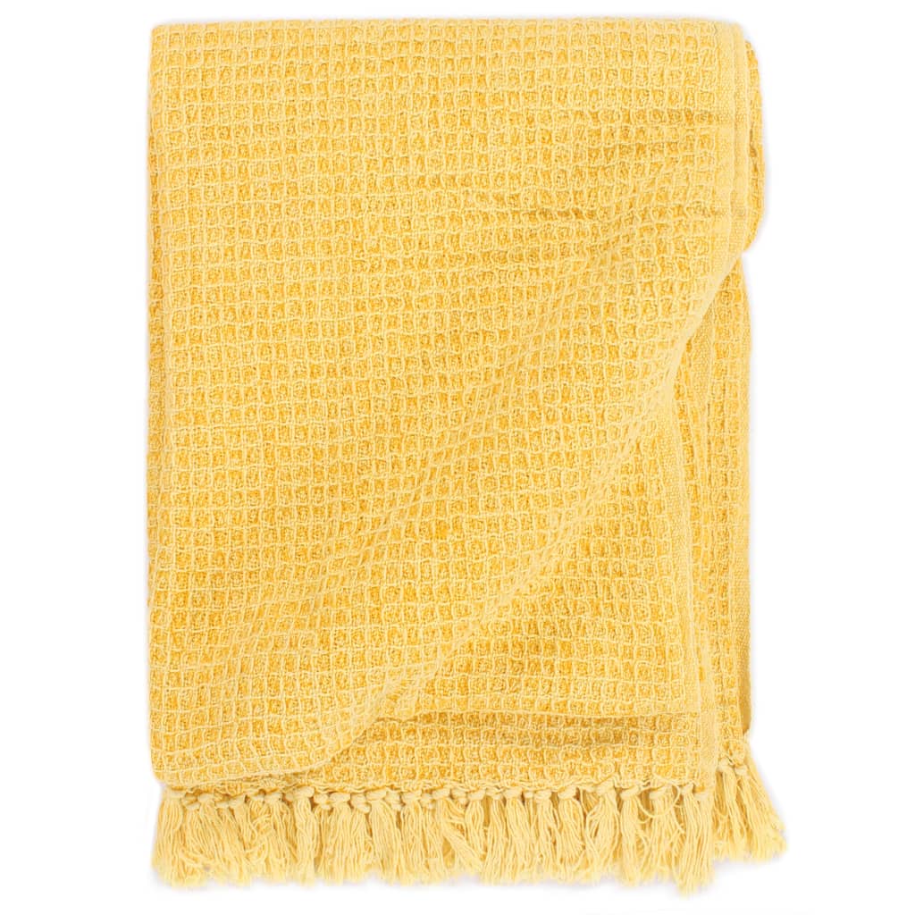 Jeté de lit coton 160x210 cm Jaune moutarde