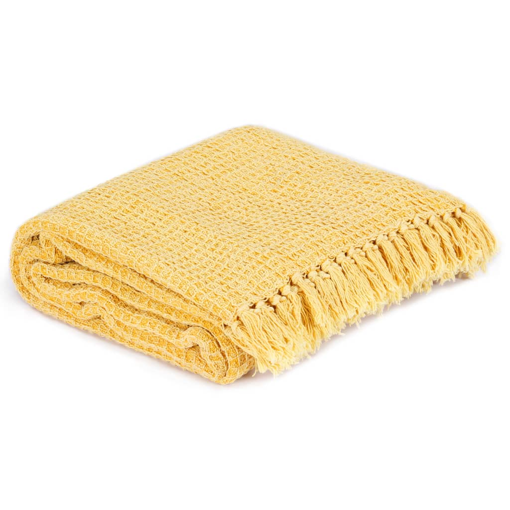 Jeté de lit coton 160x210 cm Jaune moutarde