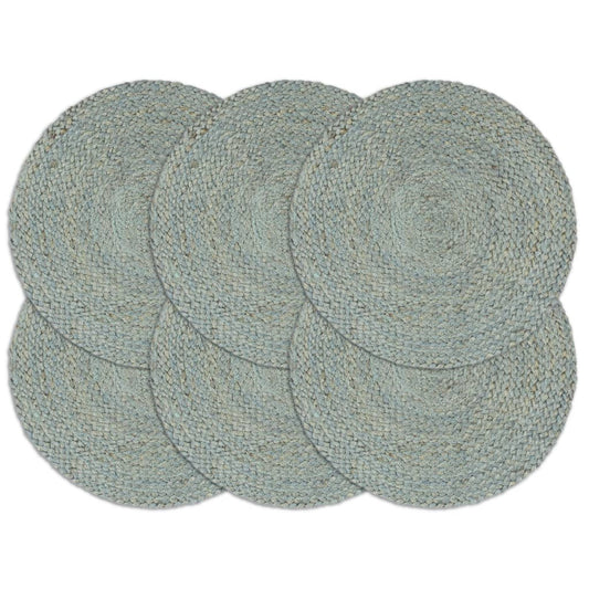 Tischsets 6 Stk. Uni Olivgrün 38 cm Rund Jute