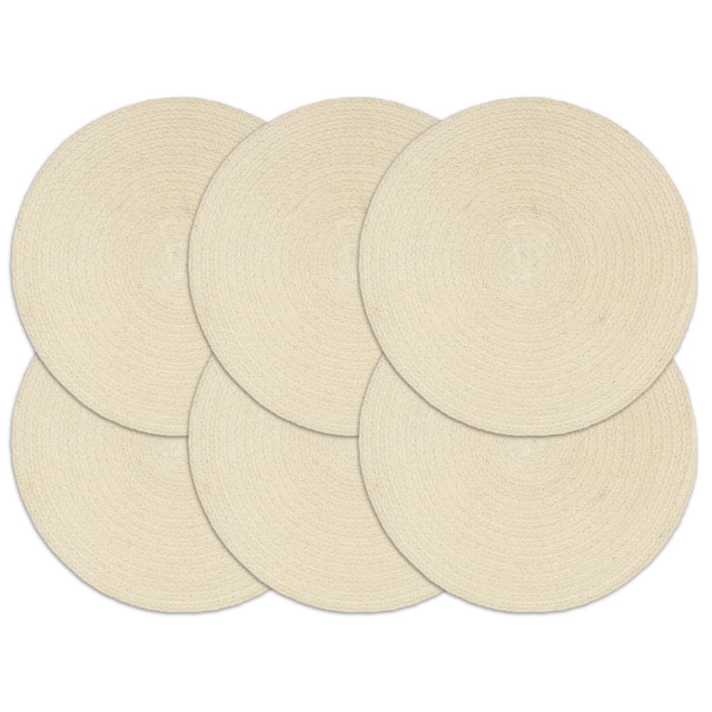 Placemats 6 pcs. Natural 38 cm Round Cotton