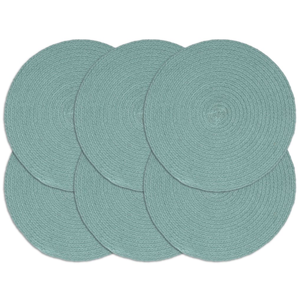 Tischsets 6 Stk. Grün 38 cm Rund Baumwolle