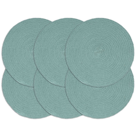 Tischsets 6 Stk. Grün 38 cm Rund Baumwolle