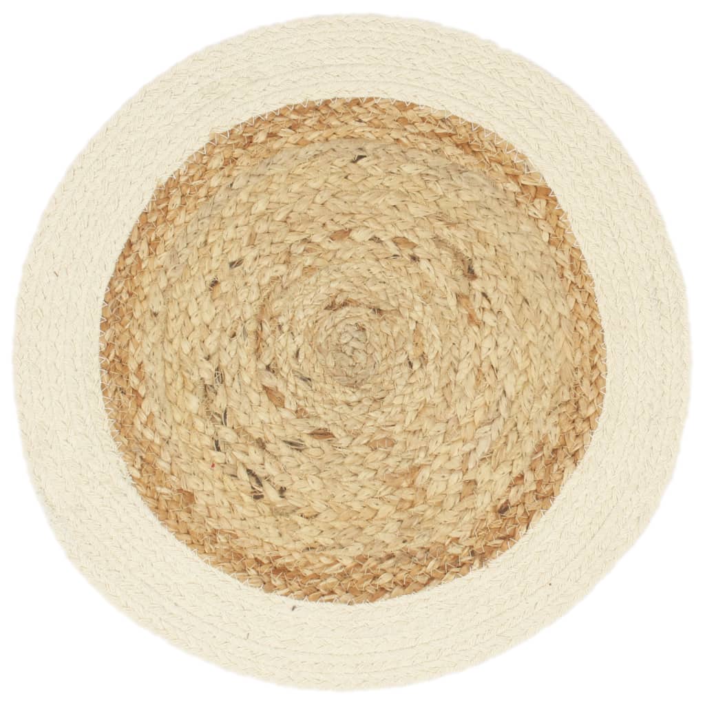 Tischsets 4 Stk. Natur 38 cm Rund Jute und Baumwolle