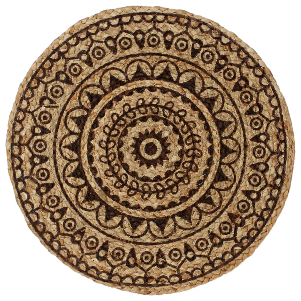 Placemats 4 pcs. Dark Brown 38 cm Round Jute