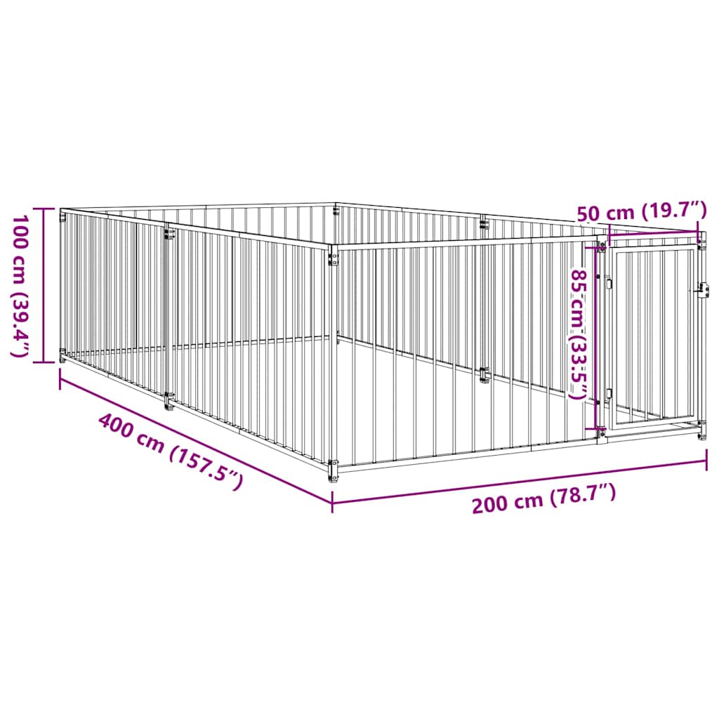 Outdoor-Hundezwinger 200×400×100 cm