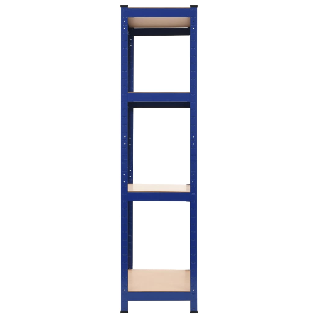 Lagerregale mit 4 Böden 2 Stk. Blau Stahl & Holzwerkstoff