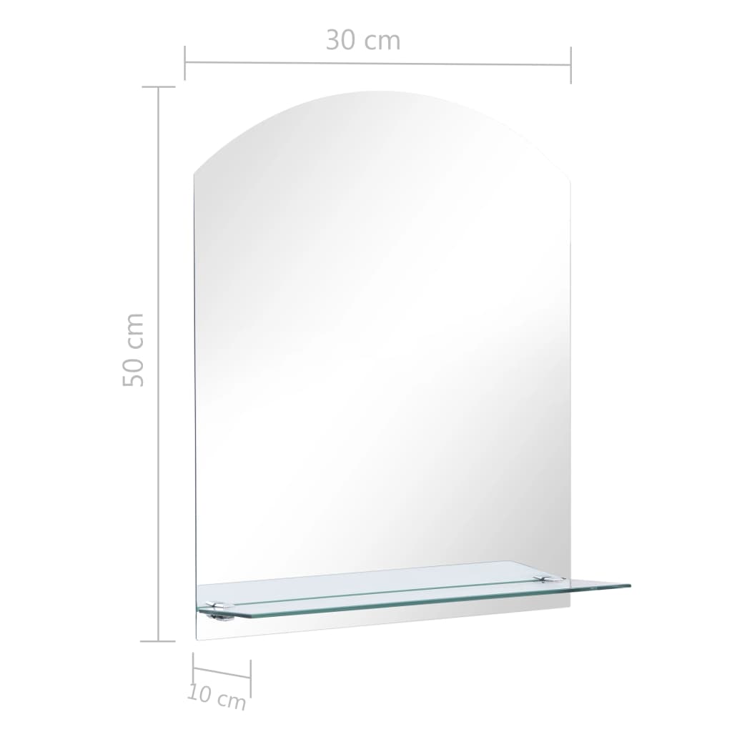 Wall Mirror with Shelf 30×50 cm Toughened Glass