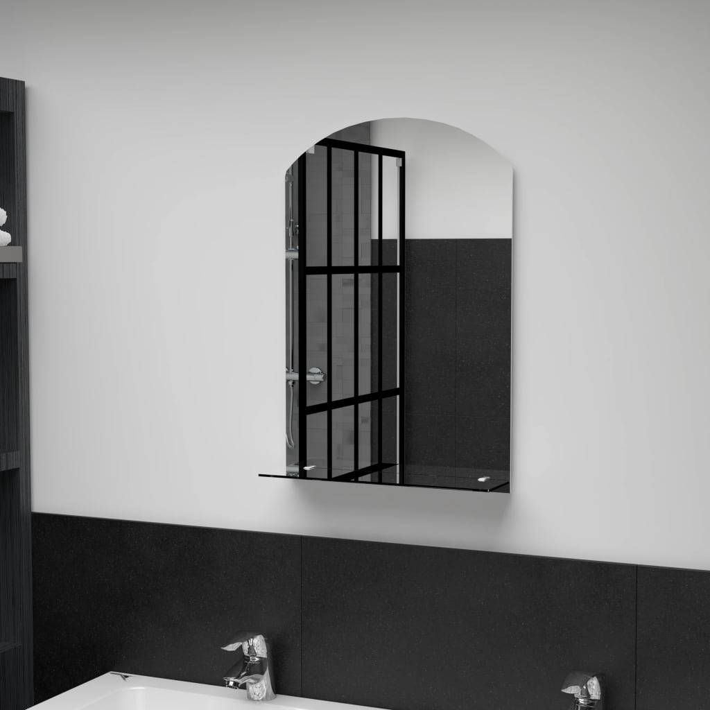 Miroir mural avec étagère 40×60 cm Verre trempé